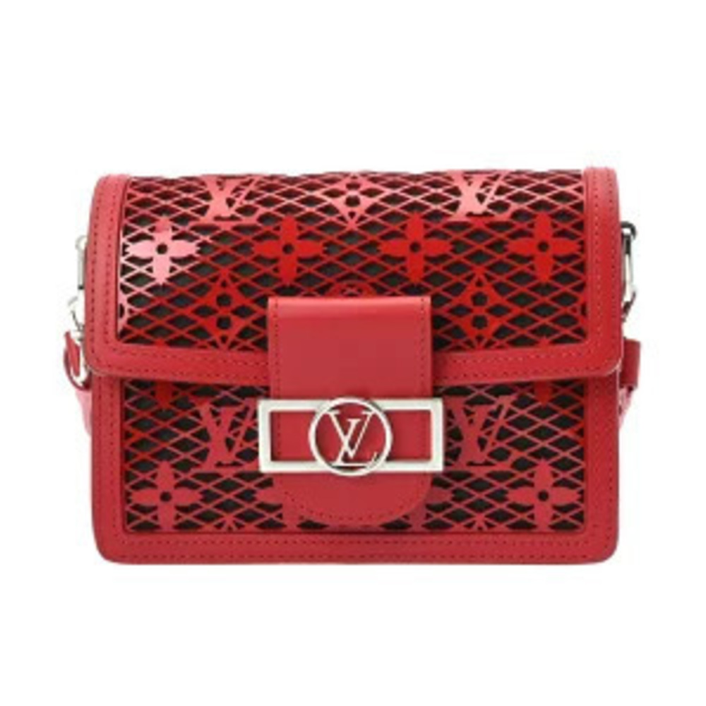 Louis Vuitton Monogram Mesh Dauphine Leather Shoulder Bag Red